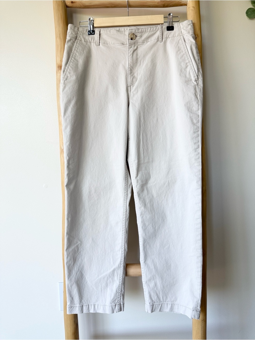 LOFT Perfect Straight Casual Soft Kahaki Cotton Straight Leg Pants Size 10